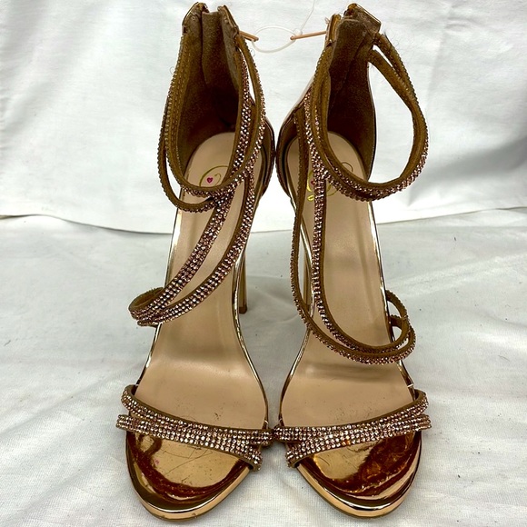 D gold with diamond platform Heels ladies sz 7m - Picture 3 of 6
